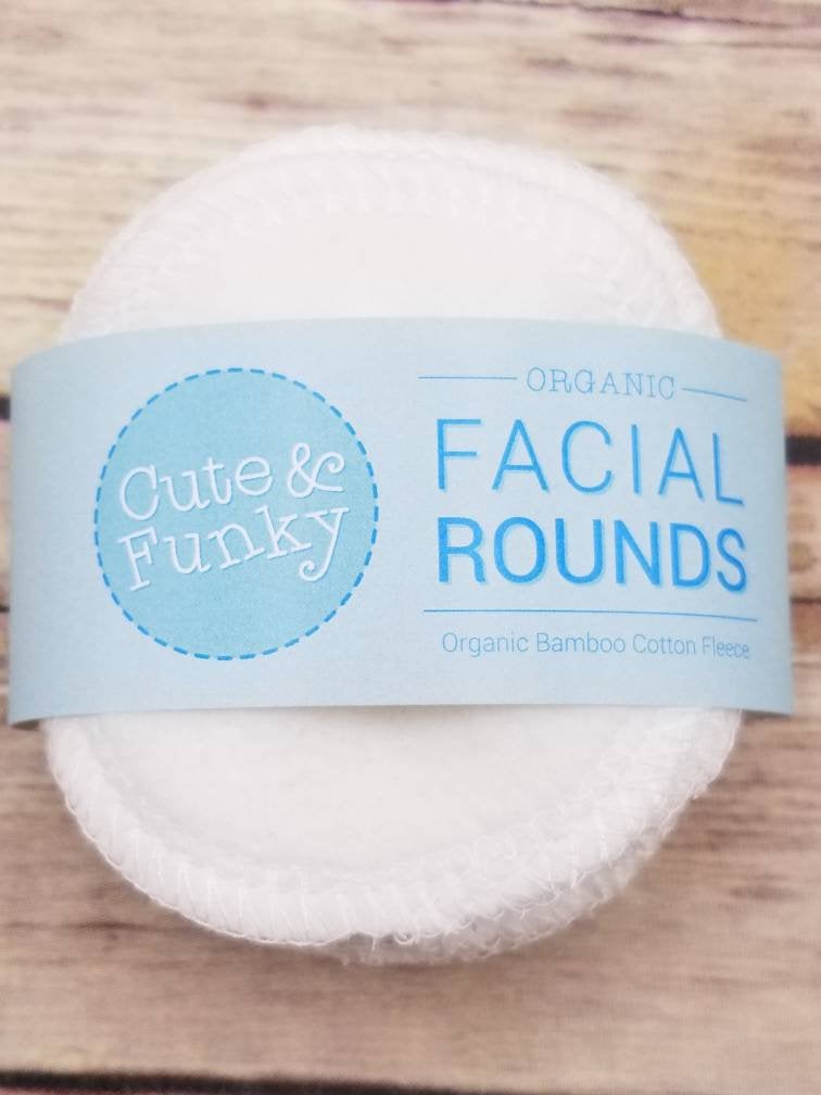 Organic Reusable Cotton Rounds- 20 pads- 1 ply - Cute and Funky