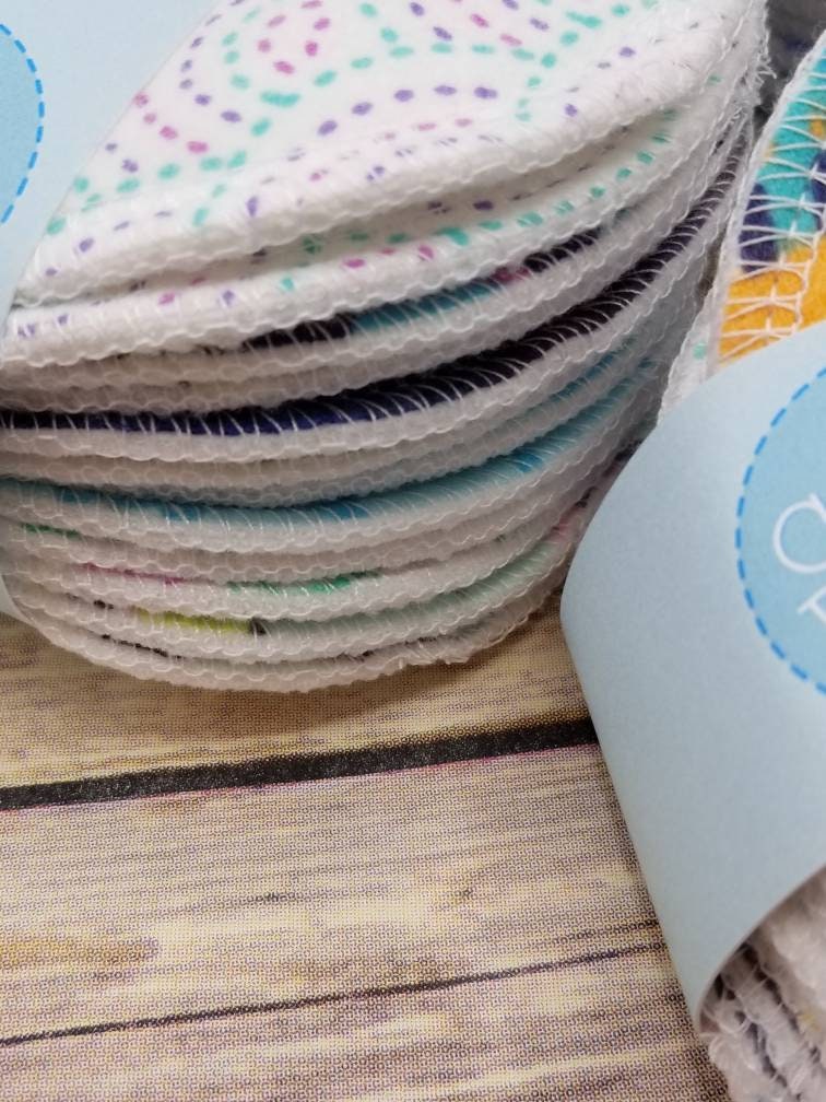 OVERNIGHT Heavy Organic Bamboo Nursing Pads, Set of 6 Pairs of Random Prints, Reusable Breast Pads, New Mom Gift, Baby Shower Gift - Cute and Funky