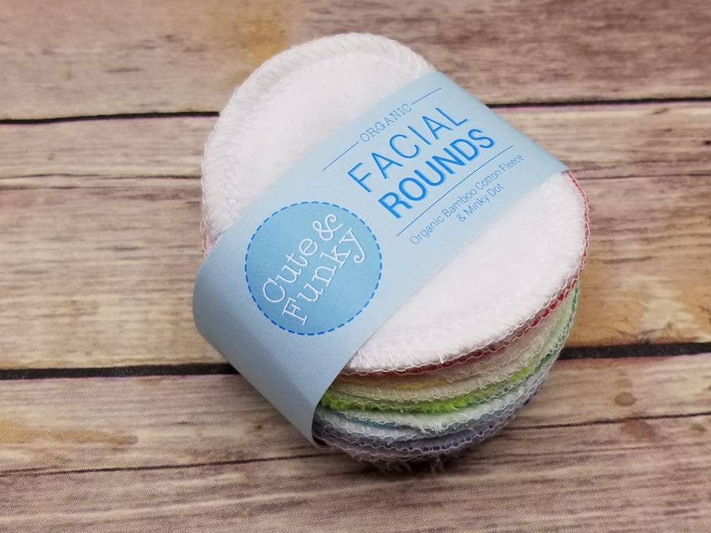 Organic Bamboo Rounds- 20 Rainbow Minky - Cute and Funky