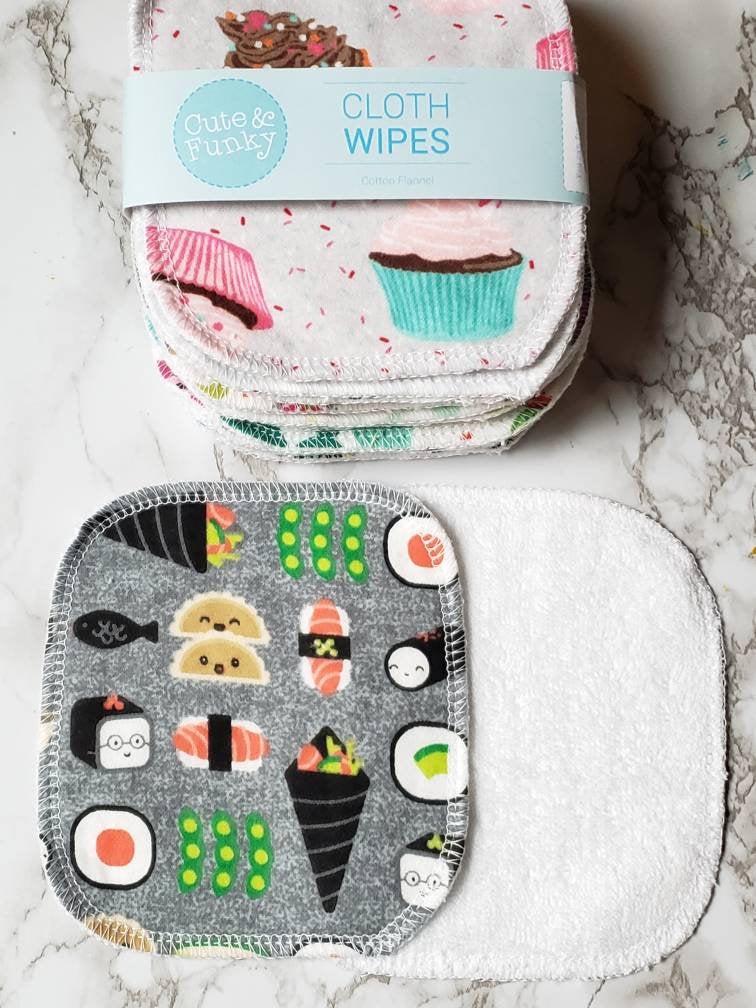Reusable Cloth Mask Remover Wipes- 6 Mixed Prints - Cute and Funky