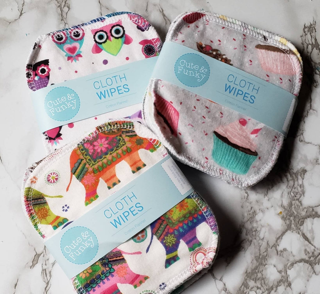 Reusable Cloth Mask Remover Wipes- 6 Mixed Prints - Cute and Funky