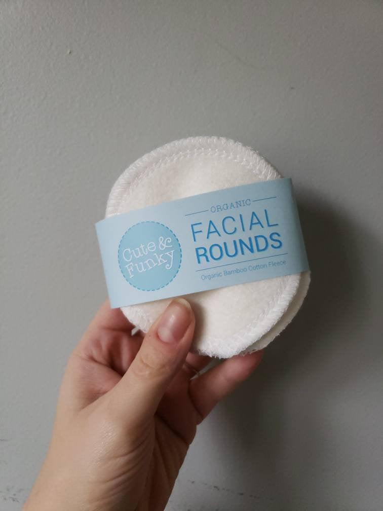 Reusable Cotton Rounds 10 Washable Organic Bamboo Makeup Remover Facial Toner Pads - Cute and Funky