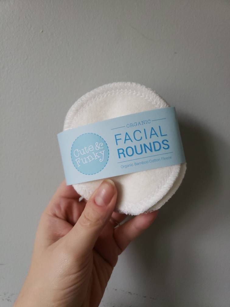Washable Facial Rounds, 50 Washable Organic Bamboo Cotton Makeup Remover Pads, Facial Cleansing Rounds, Facial Poufs, Toner Pads