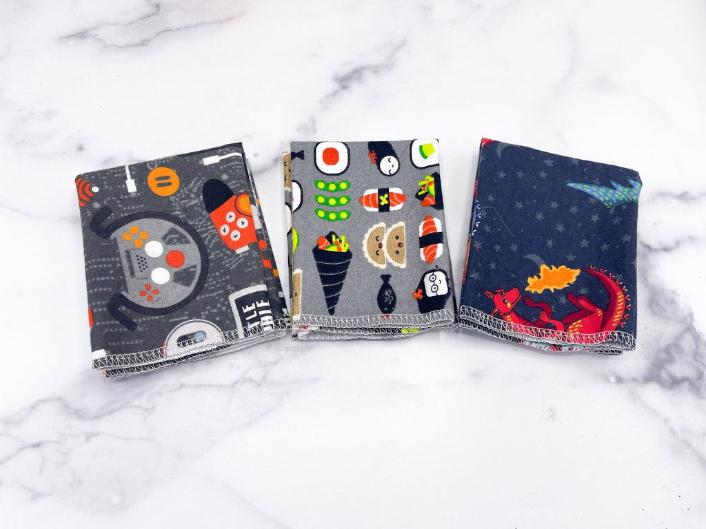 Zero Waste Kitchen Cloths/ Paperless Towels/ 12 Mixed Prints 10x10 /Reusable Cloth Paper Towel Replacements/Unpaper towels - Cute and Funky