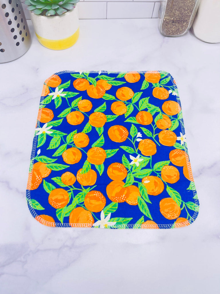 Paperless Towels, Orange Print, Zero Waste Kitchen Cloths, Reusable Cloth paper towel Replacements, Sustainable gift, Large Cloth Wipes - Cute and Funky