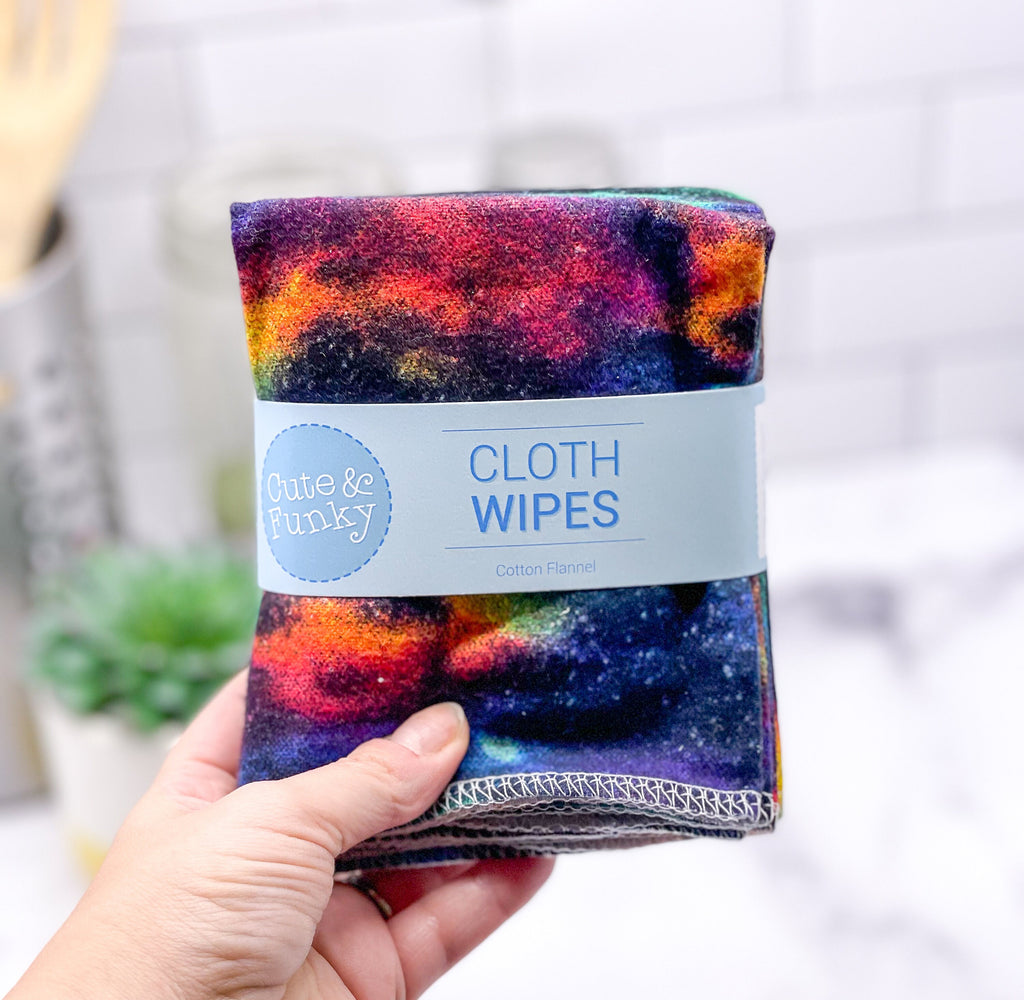 Reusable cloth towels / Paperless towels / Rainbow Galaxy / Eco-friendly kitchen / Sustainable Living /Large Cloth Wipe / Zero waste Kitchen