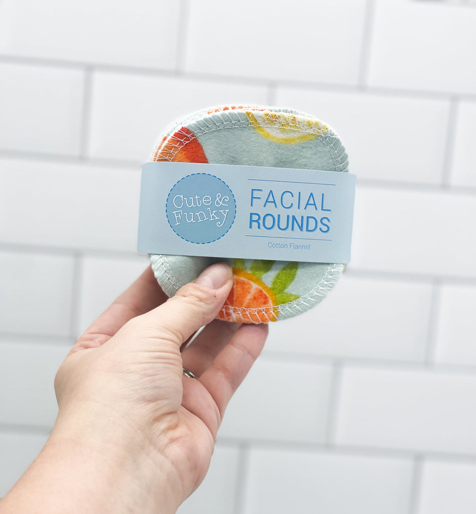 Washable Makeup Removers, Set of 20 Citrus, Reusable Cotton Facial Rounds, Fruit Lover gift, Eco-friendly Facial Scrubby