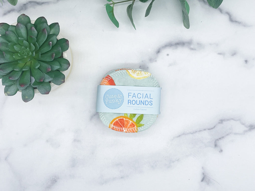 Washable Makeup Removers, Set of 20 Citrus, Reusable Cotton Facial Rounds, Fruit Lover gift, Eco-friendly Facial Scrubby