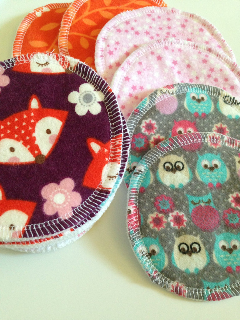OVERNIGHT Heavy Organic Bamboo Nursing Pads, Set of 6 Pairs of Random Prints, Reusable Breast Pads, New Mom Gift, Baby Shower Gift - Cute and Funky